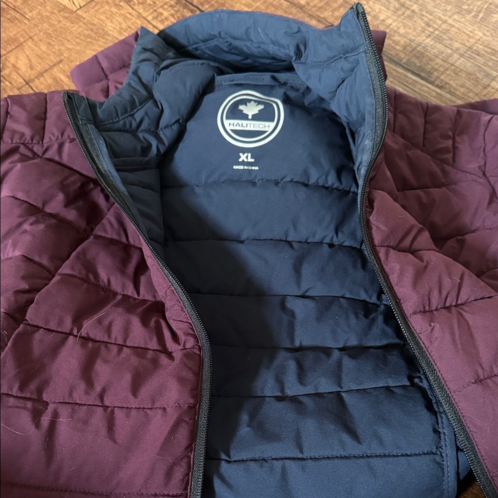 Hautech Burgundy and Navy Puffer Jacket